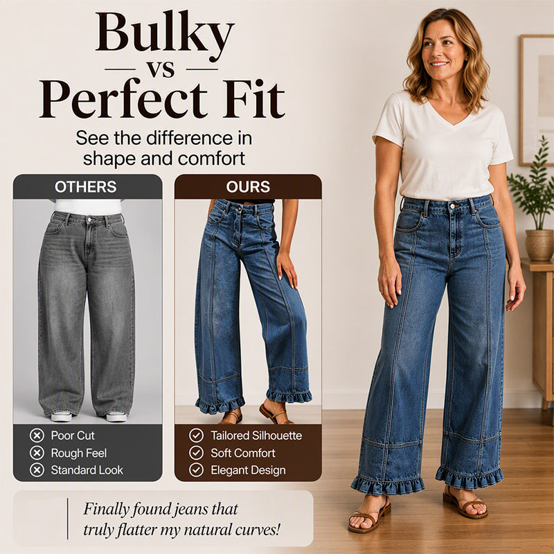 👖 Women's Ruffle-Hem Relaxed-Fit Jeans | Flattering Shape & Easy Everyday Style ✨