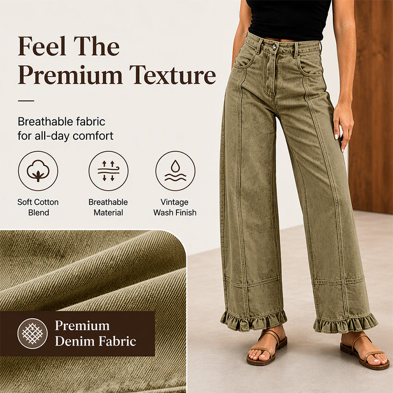👖 Women's Ruffle-Hem Relaxed-Fit Jeans | Flattering Shape & Easy Everyday Style ✨
