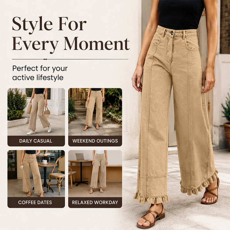 👖 Women's Ruffle-Hem Relaxed-Fit Jeans | Flattering Shape & Easy Everyday Style ✨