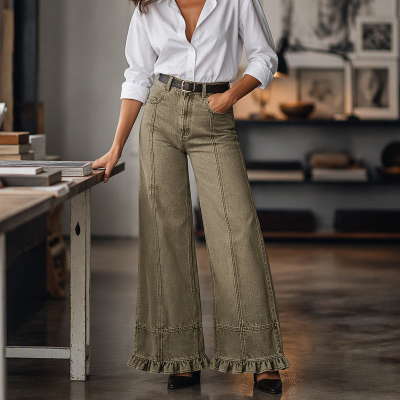 👖 Women's Ruffle-Hem Relaxed-Fit Jeans | Flattering Shape & Easy Everyday Style ✨