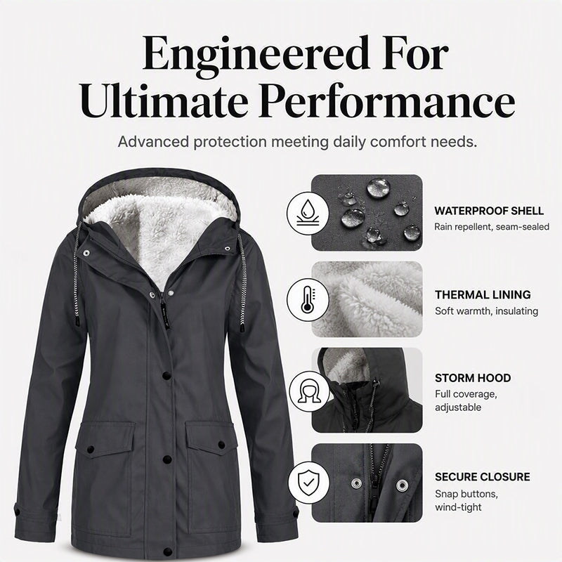 Women's Hooded Jacket — Plush-Lined, Windproof 🧥