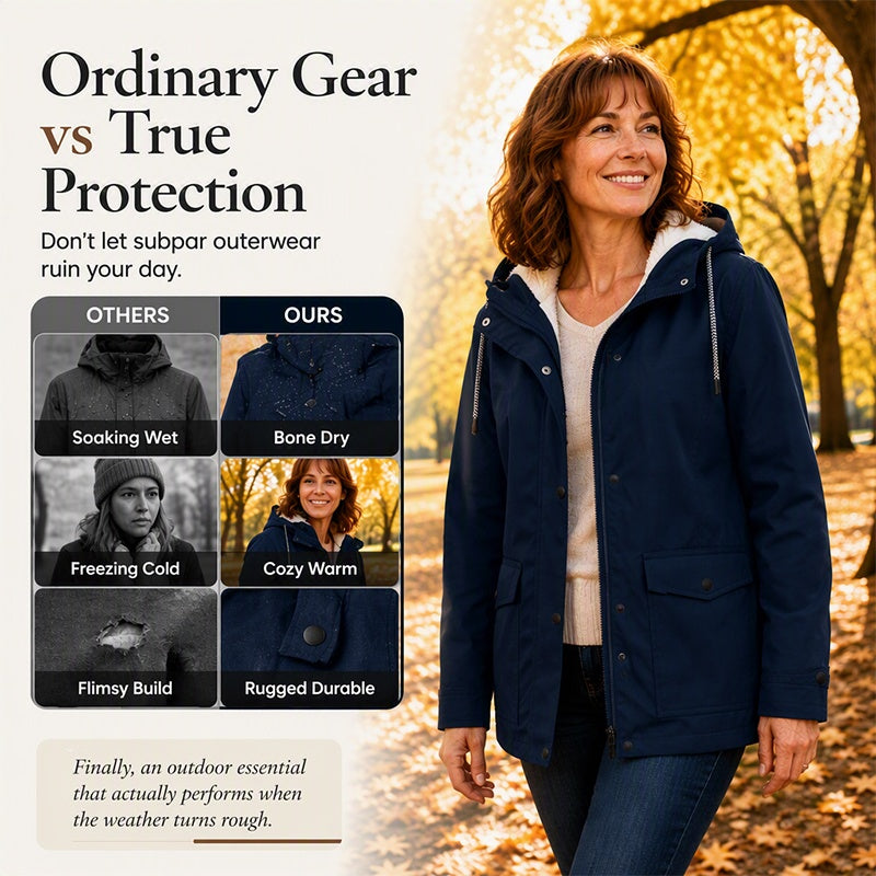 Women's Hooded Jacket — Plush-Lined, Windproof 🧥