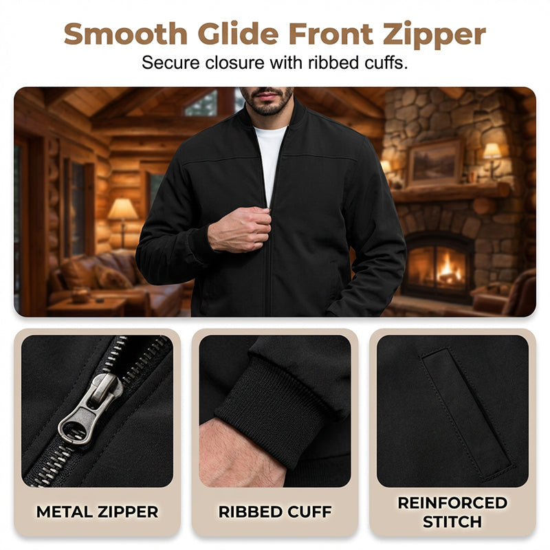🧥 Men's Classic Bomber Jacket with Zip Front | Timeless, Comfortable & Effortlessly Stylish ✨