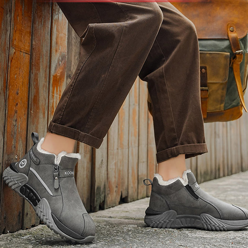 🥾 Men's Fleece-Lined Leather High-Tops | Warm Side-Zip Winter Boots – Non-Slip Grip for Cold Weather ✨