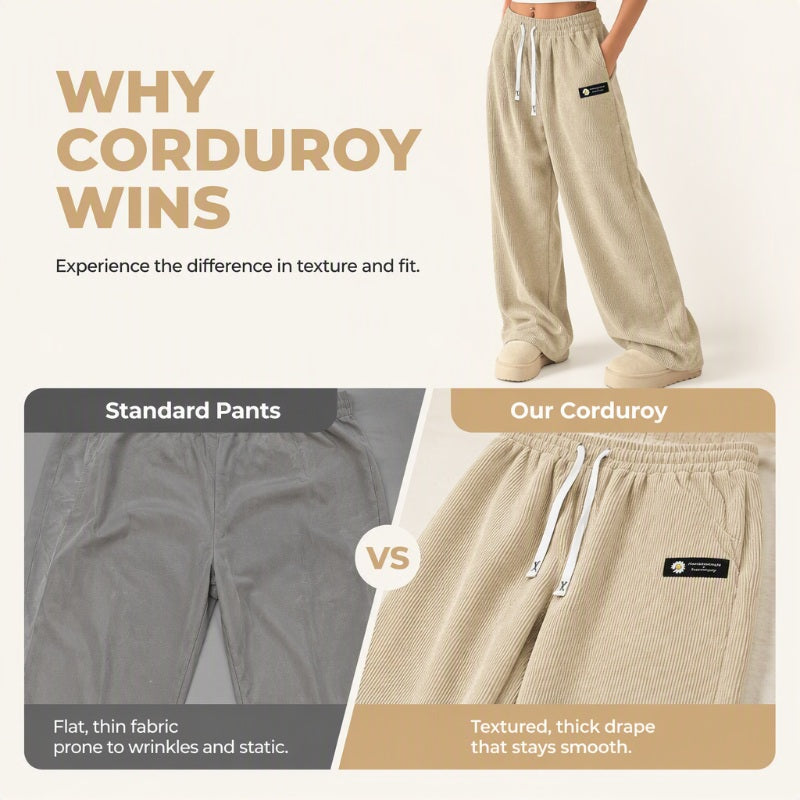 👖 Women's Corduroy High-Waisted Wide-Leg Pants | Retro Texture & Flattering Fit – Effortless Autumn Style ✨