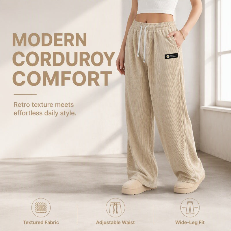 👖 Women's Corduroy High-Waisted Wide-Leg Pants | Retro Texture & Flattering Fit – Effortless Autumn Style ✨