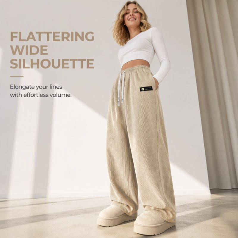 👖 Women's Corduroy High-Waisted Wide-Leg Pants | Retro Texture & Flattering Fit – Effortless Autumn Style ✨