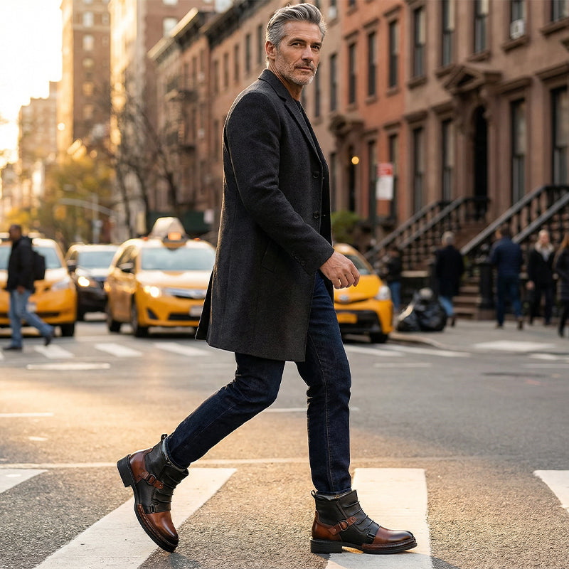 Men's Two-Tone Ankle Boots — Zipper 👢