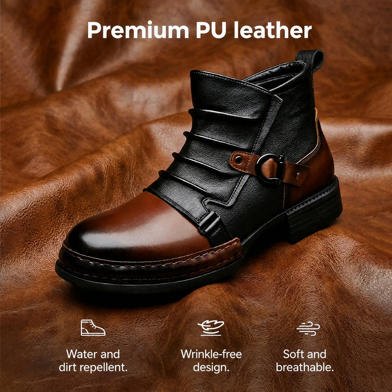 Men's Two-Tone Ankle Boots — Zipper 👢