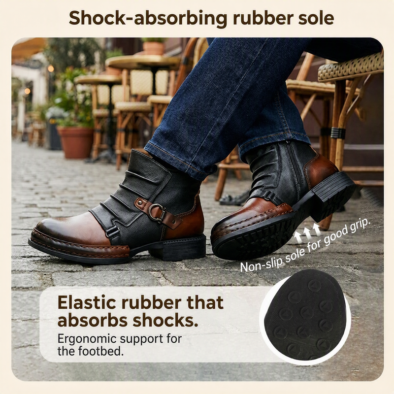 Men's Two-Tone Ankle Boots — Zipper 👢