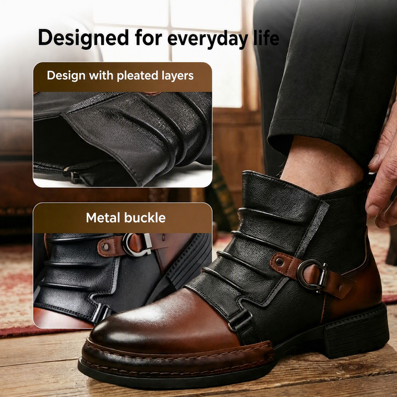 Men's Two-Tone Ankle Boots — Zipper 👢