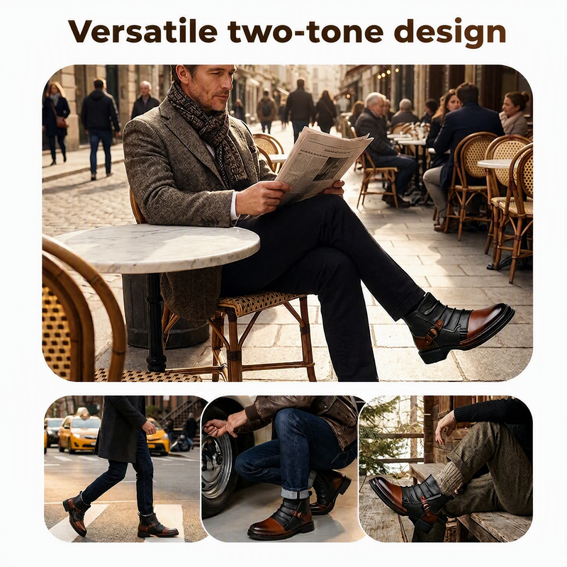 Men's Two-Tone Ankle Boots — Zipper 👢