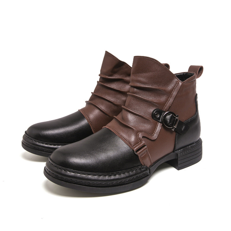 Men's Two-Tone Ankle Boots — Zipper 👢