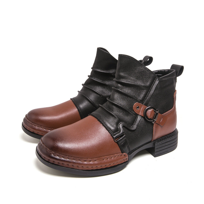 Men's Two-Tone Ankle Boots — Zipper 👢