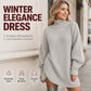 Women's Knit Sweater Dress — Cosy High Neck, Flattering Drape 👗