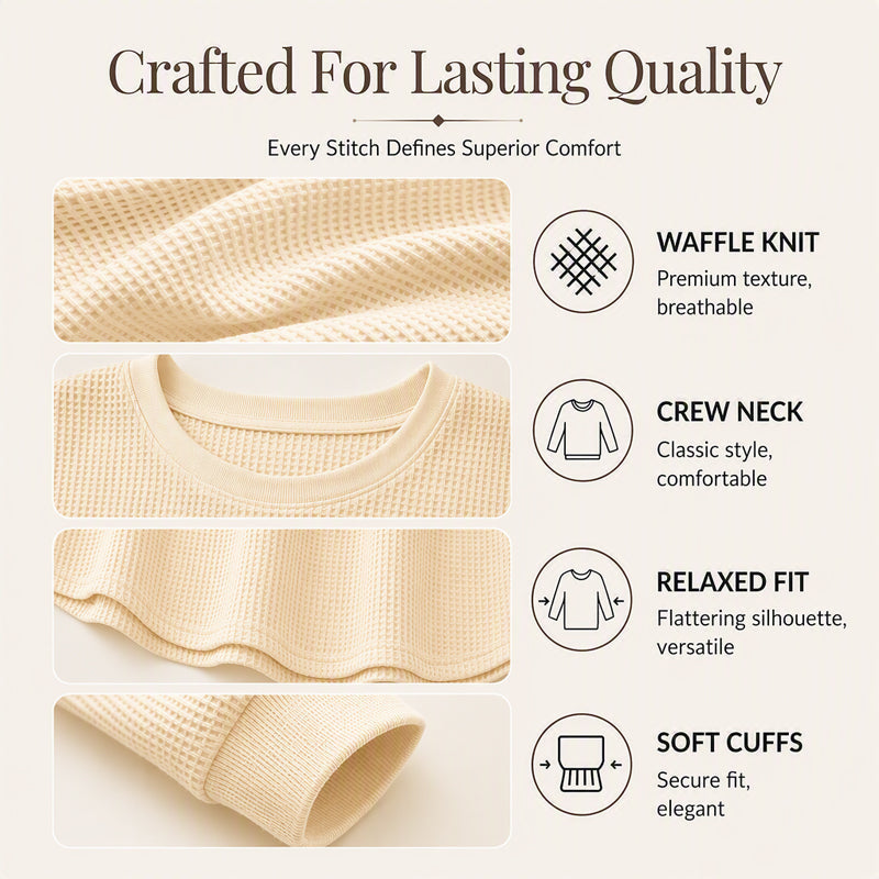 Meet Your New Favourite: Women’s Waffle-Knit Loose-Fit Sweatshirt 🧇👚
