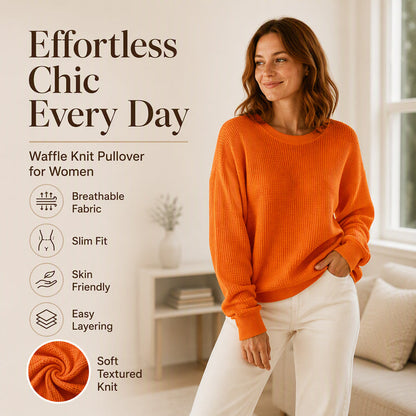 Meet Your New Favourite: Women’s Waffle-Knit Loose-Fit Sweatshirt 🧇👚