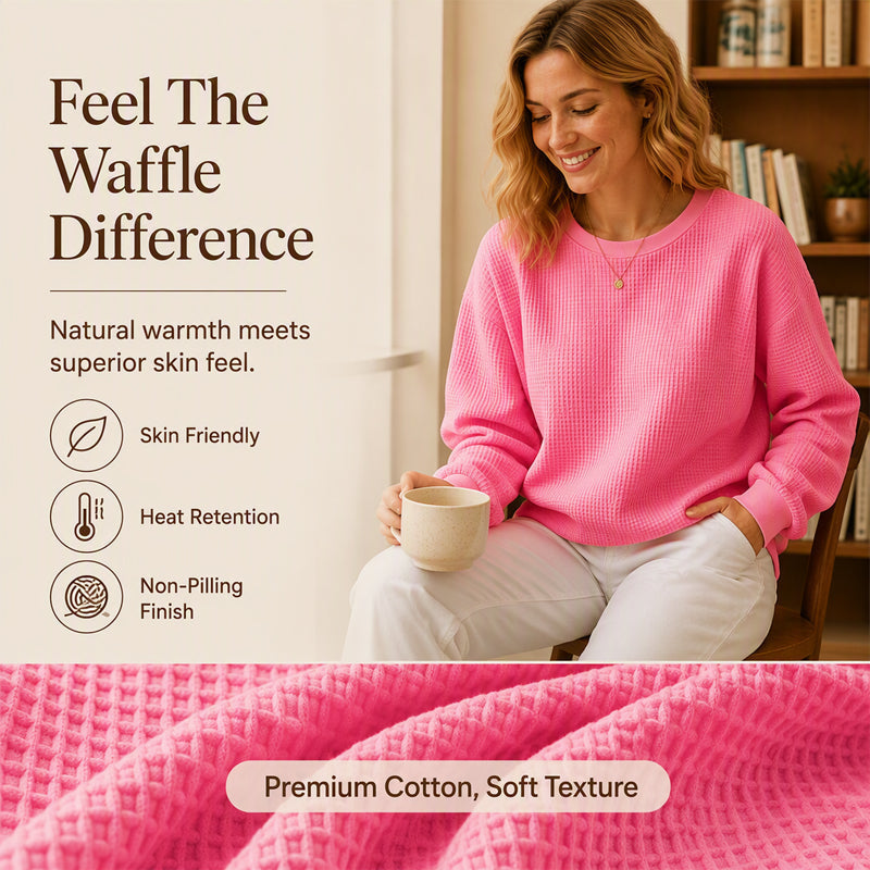 Meet Your New Favourite: Women’s Waffle-Knit Loose-Fit Sweatshirt 🧇👚