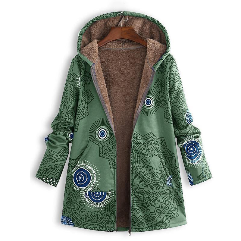 Vintage Leaf Print & Hooded — Women’s Coat 🍂🧥