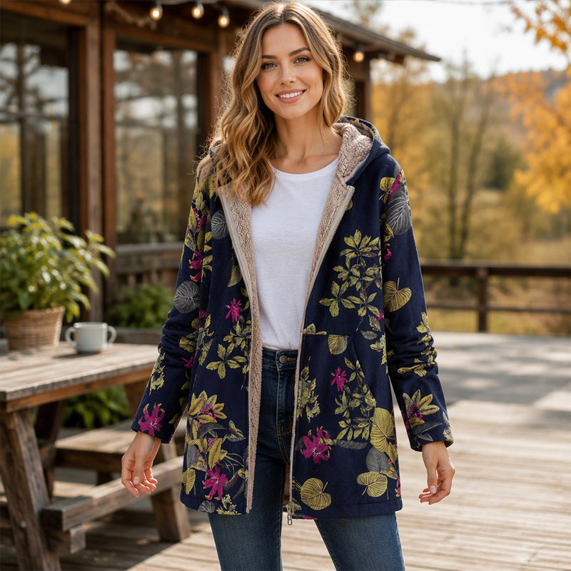 Vintage Leaf Print & Hooded — Women’s Coat 🍂🧥