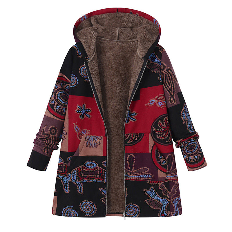 Vintage Leaf Print & Hooded — Women’s Coat 🍂🧥