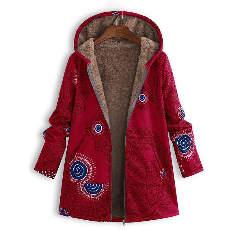 Vintage Leaf Print & Hooded — Women’s Coat 🍂🧥