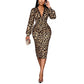 Lace V-Neck & Curve-Flattering Ruched Fit — Women’s Leopard Midi Dress 🐆👗