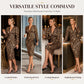 Lace V-Neck & Curve-Flattering Ruched Fit — Women’s Leopard Midi Dress 🐆👗