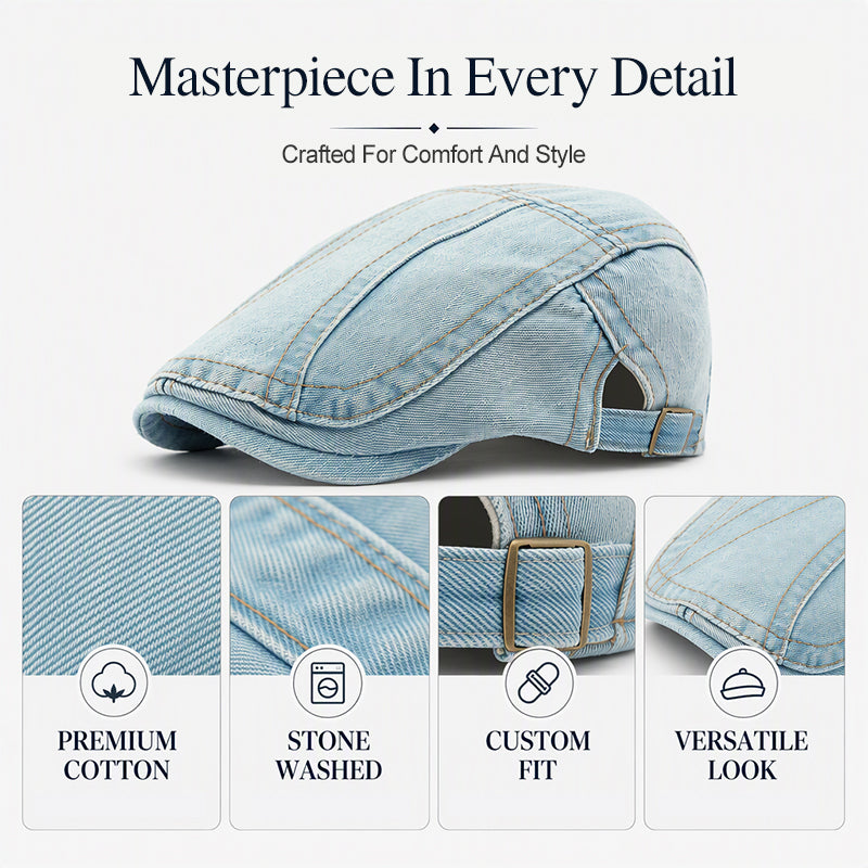 🧢 Unisex Vintage Flat Cap — Distressed Finish, One Size