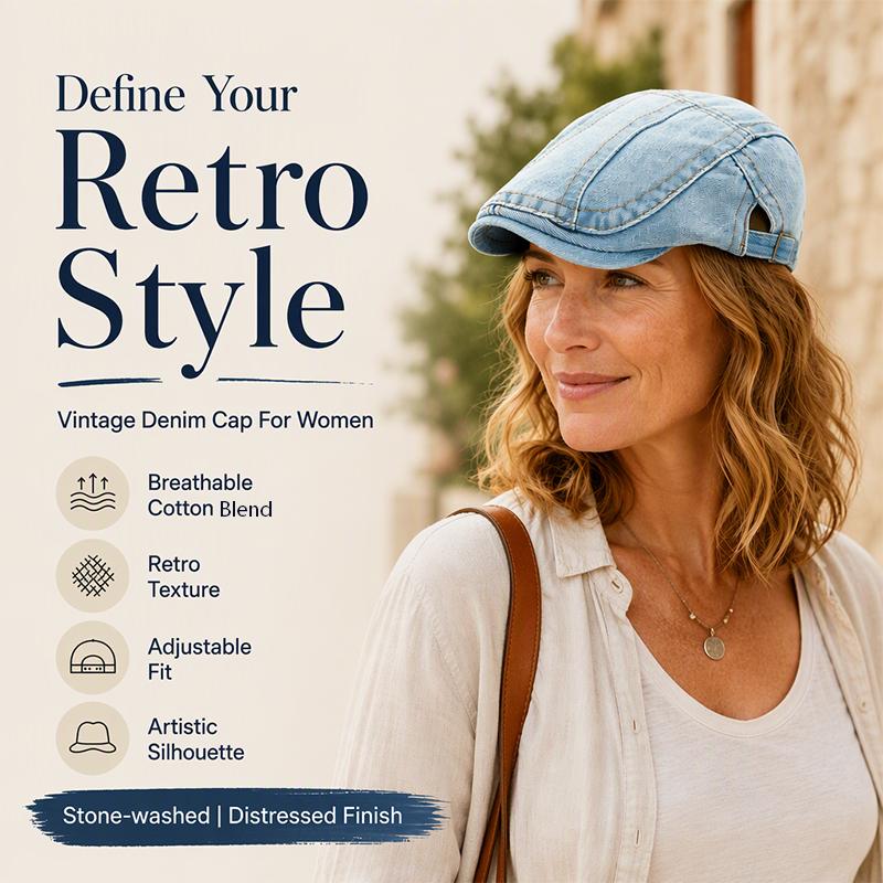 🧢 Unisex Vintage Flat Cap — Distressed Finish, One Size