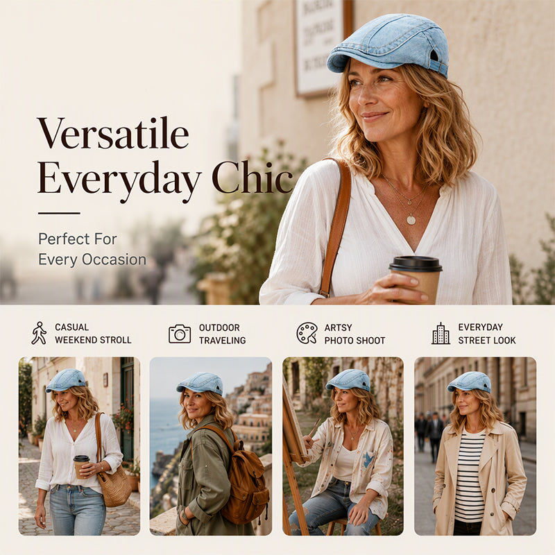 🧢 Unisex Vintage Flat Cap — Distressed Finish, One Size