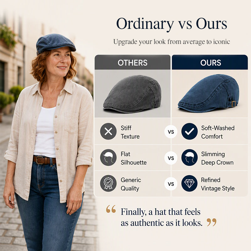 🧢 Unisex Vintage Flat Cap — Distressed Finish, One Size