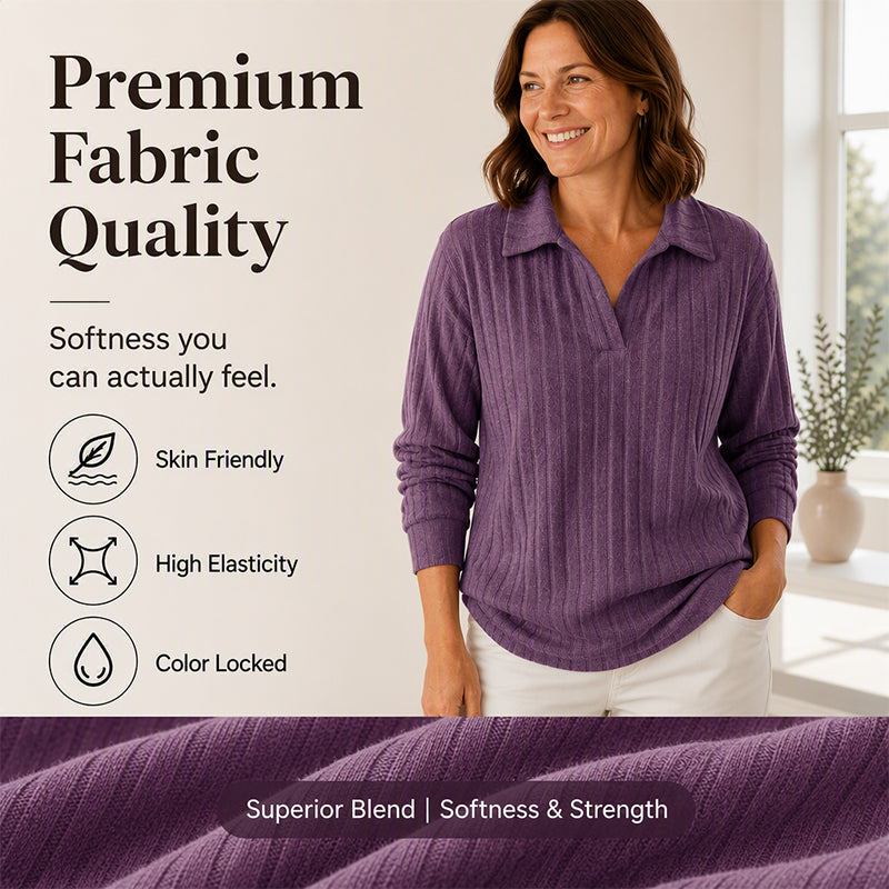 Loose Fit & Stretchy for All Body Types — Women’s V-Neck Ribbed Knit Sweater 🧶✨