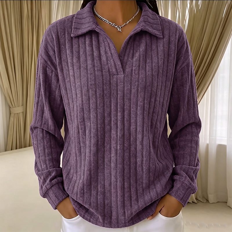 Loose Fit & Stretchy for All Body Types — Women’s V-Neck Ribbed Knit Sweater 🧶✨