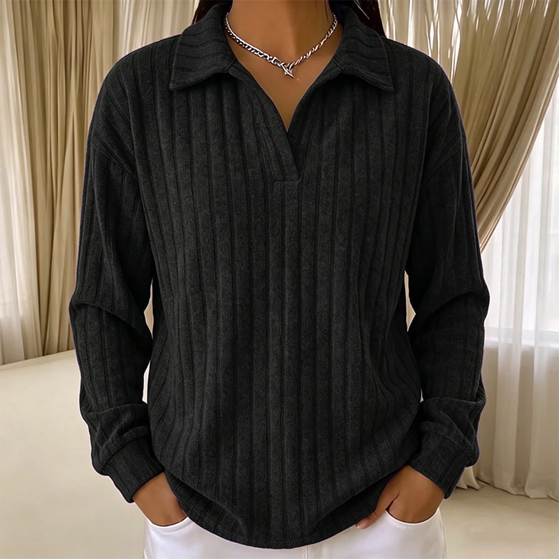 Loose Fit & Stretchy for All Body Types — Women’s V-Neck Ribbed Knit Sweater 🧶✨