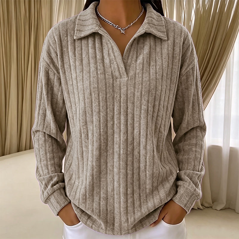 Loose Fit & Stretchy for All Body Types — Women’s V-Neck Ribbed Knit Sweater 🧶✨
