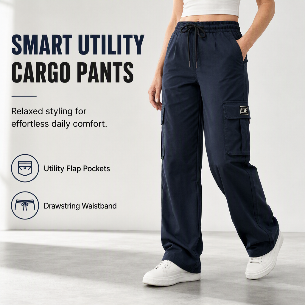 👖 Women's Relaxed Fit Straight-Leg Cargo Trousers | Casual Comfort & Everyday Utility ✨