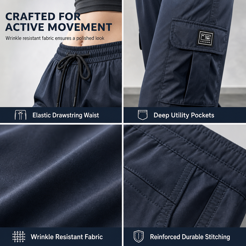 👖 Women's Relaxed Fit Straight-Leg Cargo Trousers | Casual Comfort & Everyday Utility ✨