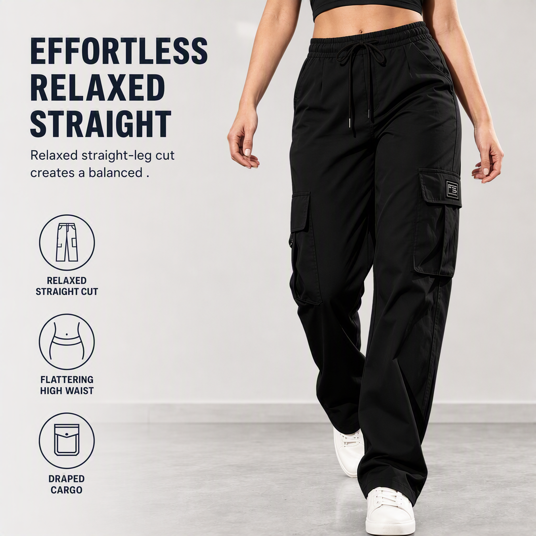👖 Women's Relaxed Fit Straight-Leg Cargo Trousers | Casual Comfort & Everyday Utility ✨