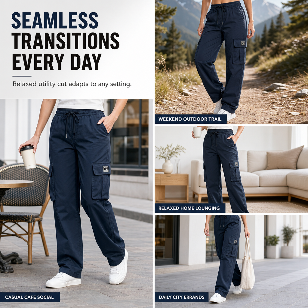👖 Women's Relaxed Fit Straight-Leg Cargo Trousers | Casual Comfort & Everyday Utility ✨
