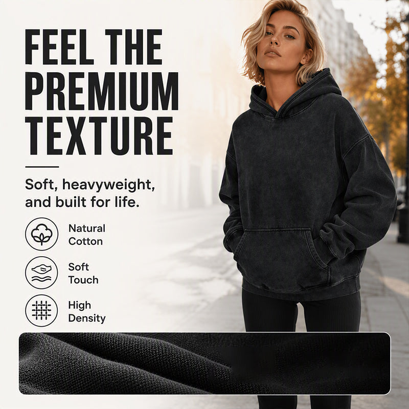 🖤 Unisex Oversized Acid Wash Hoodie | Casual Streetwear Vibe – Relaxed Fit for Everyday ✨