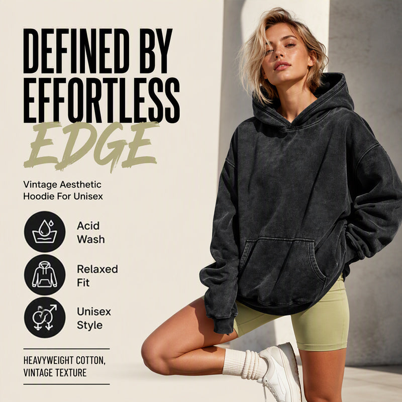 🖤 Unisex Oversized Acid Wash Hoodie | Casual Streetwear Vibe – Relaxed Fit for Everyday ✨
