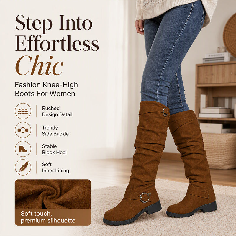 Slouchy Knee-High with Belt Buckle — Women’s Boots 👢✨