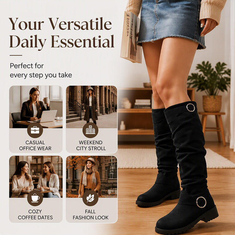 Slouchy Knee-High with Belt Buckle — Women’s Boots 👢✨