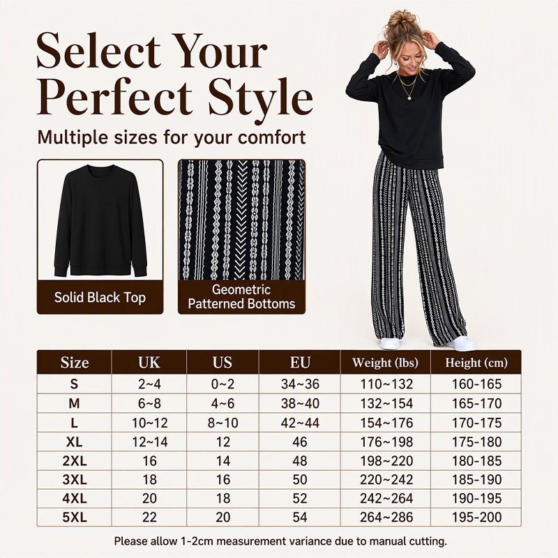 Casual & Printed — Women’s Crewneck Top & Pants Set 🍂💖