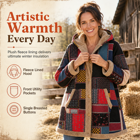 Winter Cotton Linen Printed & Warm Plush — Women’s Hooded Sweatshirt 💖❄️