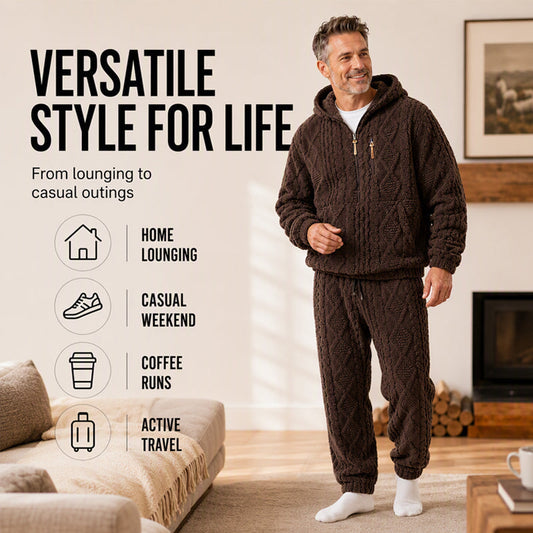 Men's Cosy Cable Knit Hooded Set — Winter 🧥
