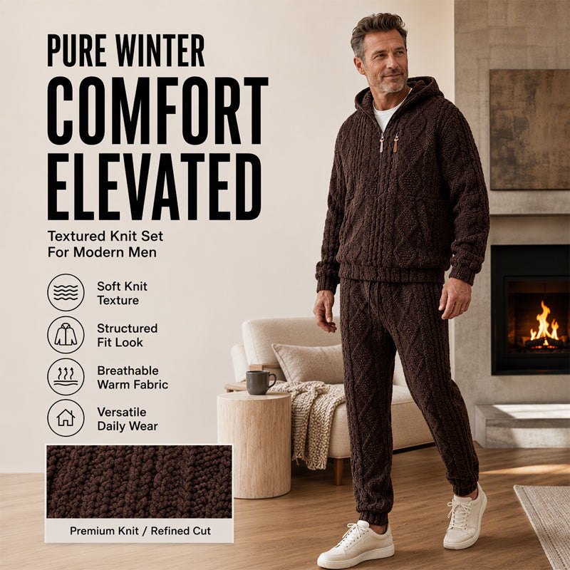 Men's Cosy Cable Knit Hooded Set — Winter 🧥