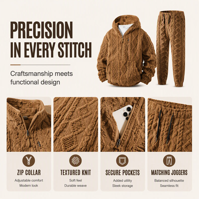 Men's Cosy Cable Knit Hooded Set — Winter 🧥