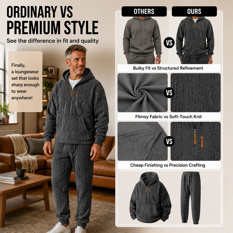 Men's Cosy Cable Knit Hooded Set — Winter 🧥